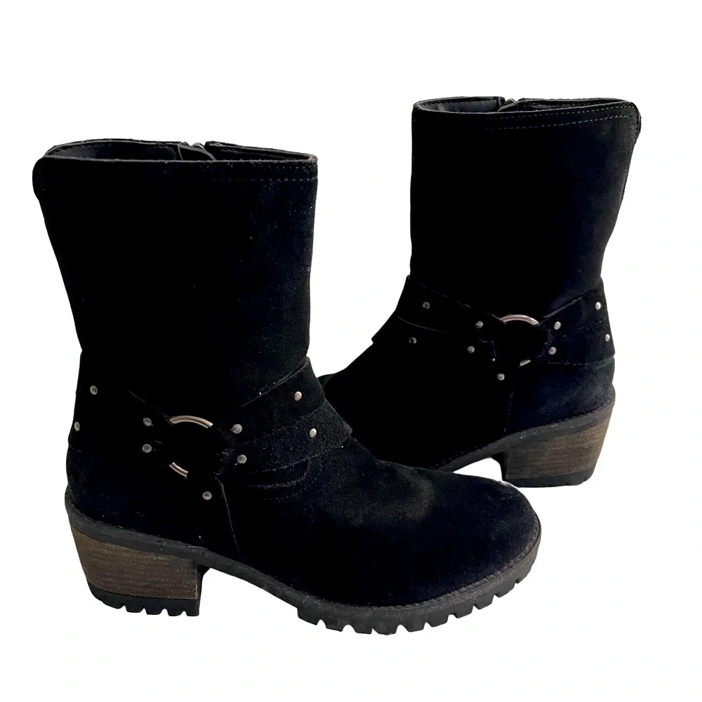 Vintage Foundry Co. Sienna Studded Harness Black Suede Ankle Boot Size 9